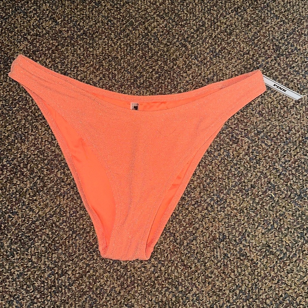 Shimmer Brazilian Bikini Bottom coral size XL cheeky glitter